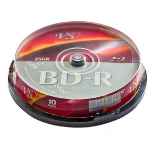 Оптический диск BD-R VS 25Gb, 4x, cake box, 10шт.