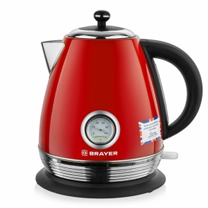 Чайник электрический с термометром Brayer BR1007RD, 2200Вт, сталь, красный