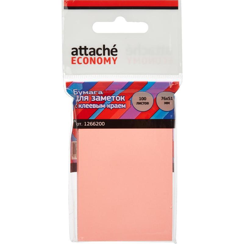 Стикеры (самоклеящийся блок) Attache Economy, 76x51мм, розовый, 100 листов, 12 уп.