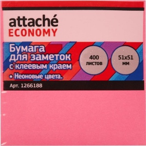Стикеры (самоклеящийся блок) Attache Economy, 51x51мм, 8 цветов, 400 листов