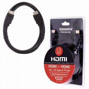 Кабель аудио-видео Sonnen Premium, HDMI (m) - HDMI (m), 1.5м, экранированный, 2шт. (513130)