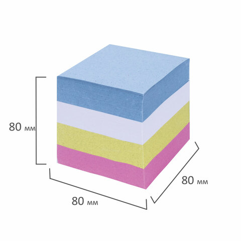 Блок-кубик для записей Staff, 80x80мм, проклеенный, 800 листов, цветной (120383)