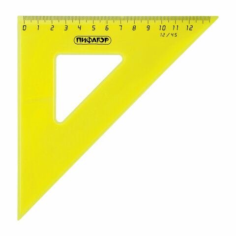 Набор чертежный большой Пифагор (линейка 30см, 2 треугольника, транспортир) прозрачный неоновый (210629)