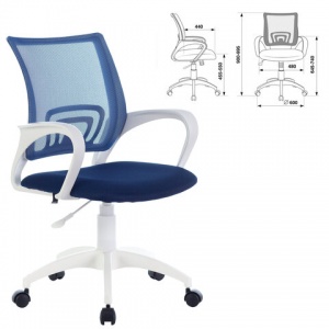 Кресло детское Brabix "Fly MG-396W", ткань/сетка темно-синяя, пластик белый (MG-396W_532399)