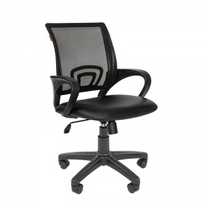 Кресло офисное Easy Chair 304, кожзам/сетка черная, пластик