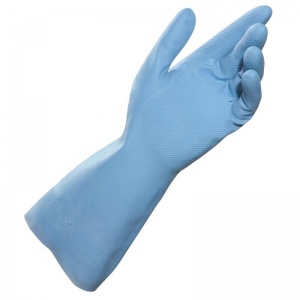 Перчатки защитные латексные Mapa Vital Eco 117, х/б напыление, размер 7 (S), синие, 1 пара