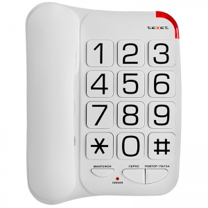 Проводной телефон teXet TX-201, крупные клавиши, белый (337858)