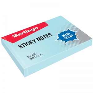 Стикеры (самоклеящийся блок) Berlingo Ultra Sticky, 100x75мм, голубой пастель, 100 листов (LSn_39502)