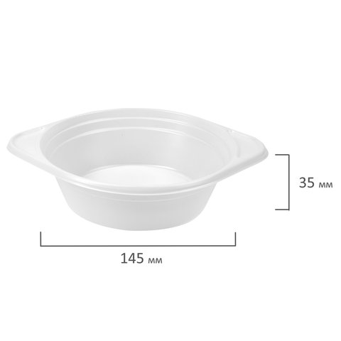 Тарелка одноразовая пластиковая Лайма Бюджет (суповая, 500мл, белая) 100шт. (600944), 20 уп.