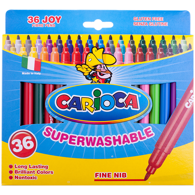 Набор фломастеров 36 цветов Carioca Joy (линия 1-2.6мм, смываемые) картонная упаковка, 6 уп. (40616)