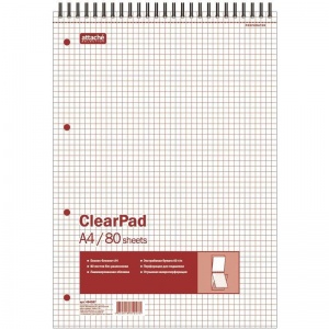 Блокнот 80л, А4 Clear Pad, чистый лист, спираль, красно-белый, 14шт.