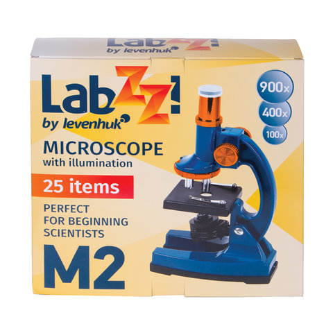 Микроскоп детский Levenhuk LabZZ M2, 100-900 кратный, монокулярный, 3 объектива (69740)