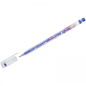 Ручка гелевая Crown Glitter Metal Jell (0.8мм, синий с блестками) 1шт. (MTJ-500GLS(D))