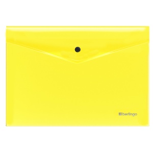 Папка-конверт на кнопке Berlingo Neon (А4, 200мкм) прозрачная желтый неон (EFb_A4390), 12шт.
