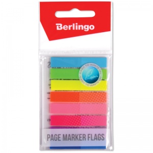 Клейкие закладки пластиковые Berlingo, 8 цветов неон по 20л., 45x8мм (LSz_45080)