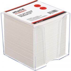 Блок-кубик для записей Attache "Эконом", 90x90x90мм, белый, прозрачный бокс, 18шт.