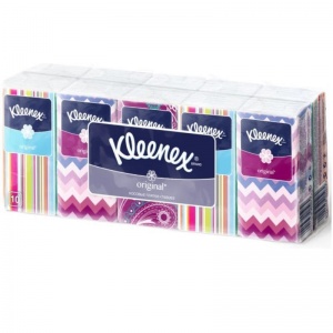 Платки носовые 3-слойные Kleenex Original, 10 пачек по 10 платков