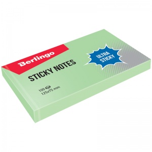 Стикеры (самоклеящийся блок) Berlingo Ultra Sticky, 125x75мм, зеленый пастель, 100 листов (LSn_39301)