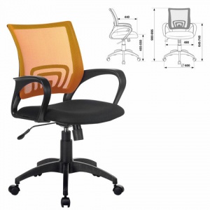 Кресло офисное Brabix "Fly MG-396", сетка оранжевая/черная, пластик