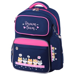 Рюкзак школьный Юнландия COMPLETE с пеналом в комплекте, эрго-спинка, "Dream team", 42х29х14см (271413)