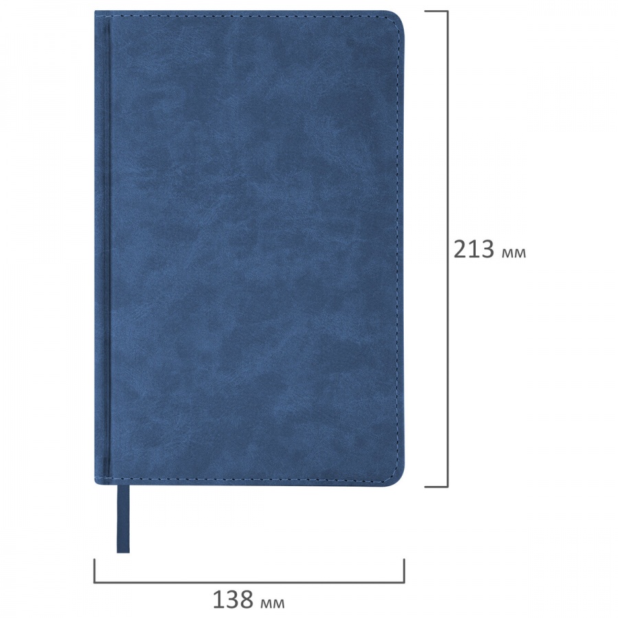 Ежедневник недатированный А5 Brauberg Status (160 листов) обложка кожзам, темно-синий (113362), 30шт.