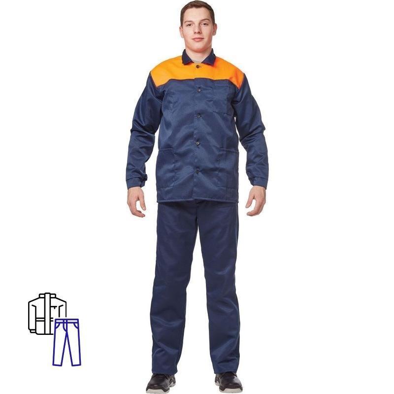 Спец.одежда летняя Костюм мужской л16-КБР, куртка/брюки, синий/оранжевый (размер 64-66, рост 170-176)