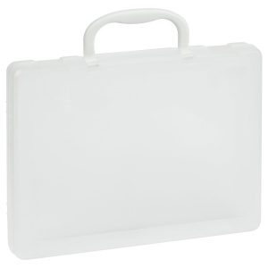 Папка-портфель Стамм (А4, 1 отделение, пластик, 275х375х57мм, ручка) прозрачная (КС15), 8шт.