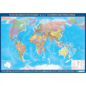 Настенная политическая карта мира Атлас Принт (масштаб 1:22 млн) (1570x1050мм)