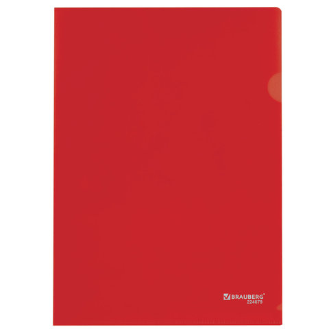 Папка-уголок Brauberg (А4, 150мкм, жесткий пластик) красная непрозрачная (224879)