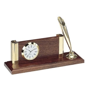 Настольный набор деревянный Bestar (3 предмета, часы+ручка+визитница) орех (3626WJN)
