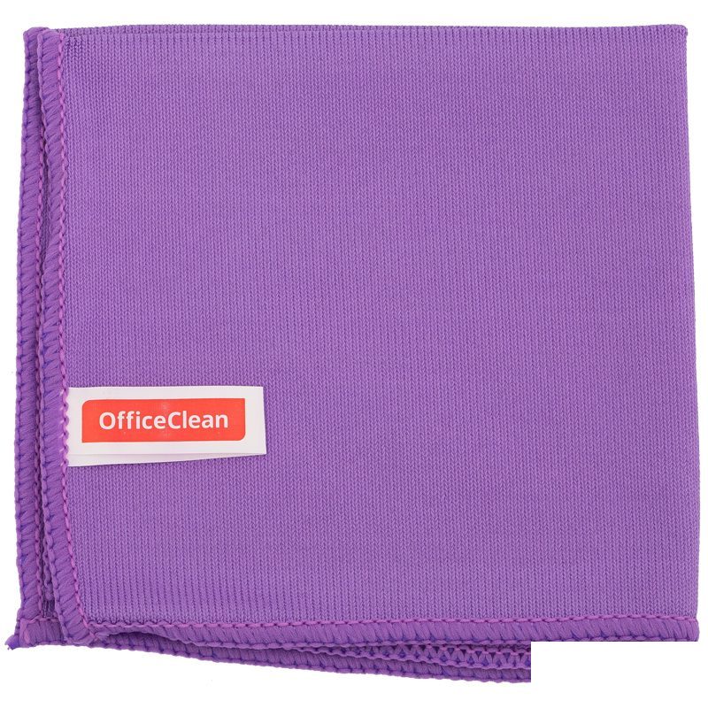 Салфетка для стекол и зеркал OfficeClean, плотная микрофибра (30х30см), фиолетовая (275762), 10шт.