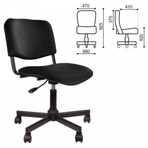 Кресло офисное КР09, кожзам черный, пластик черный, без подлокотников (КР01.00.09-201-)