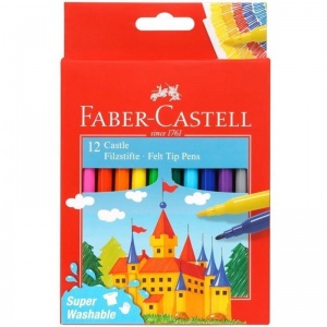 Набор фломастеров 12 цветов Faber-Castell Замок (линия 1-2мм, смываемые), 10 уп.
