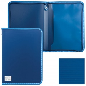 Папка на молнии пластиковая А4 Brauberg Contract, 335х242мм, внутренний карман, синяя (225161)