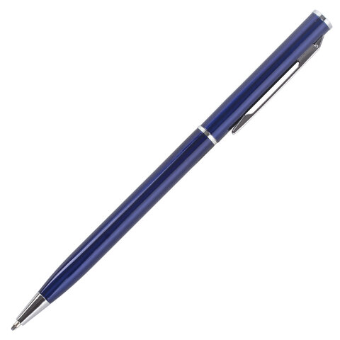 Ручка шариковая автоматическая Brauberg Delicate Blue (бизнес-класса, корпус синий, серебристые детали, синий цвет чернил) 1шт. (141400)