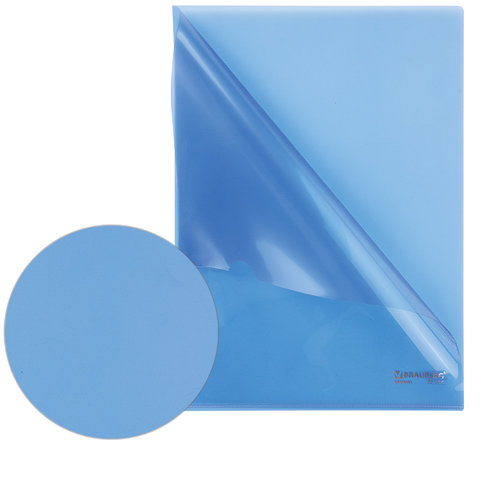 Папка-уголок Brauberg (А4, 150мкм, жесткий пластик) синяя непрозрачная (221642)