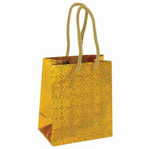 Пакет подарочный 11,4x6,4x14,6см Золотая Сказка голография, 4 цвета, 12шт. (606605)