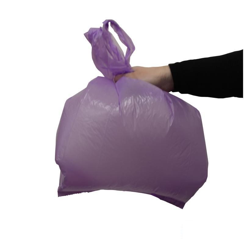 Пакеты для мусора 30л (47х61см, 12.5мкм, фиолетовые, с ручками) 30шт. в рулоне