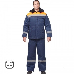 Спец.одежда Куртка зимняя мужская з32-КУ с СОП, синий/оранжевый смесовая (размер 60-62, рост 170-176)