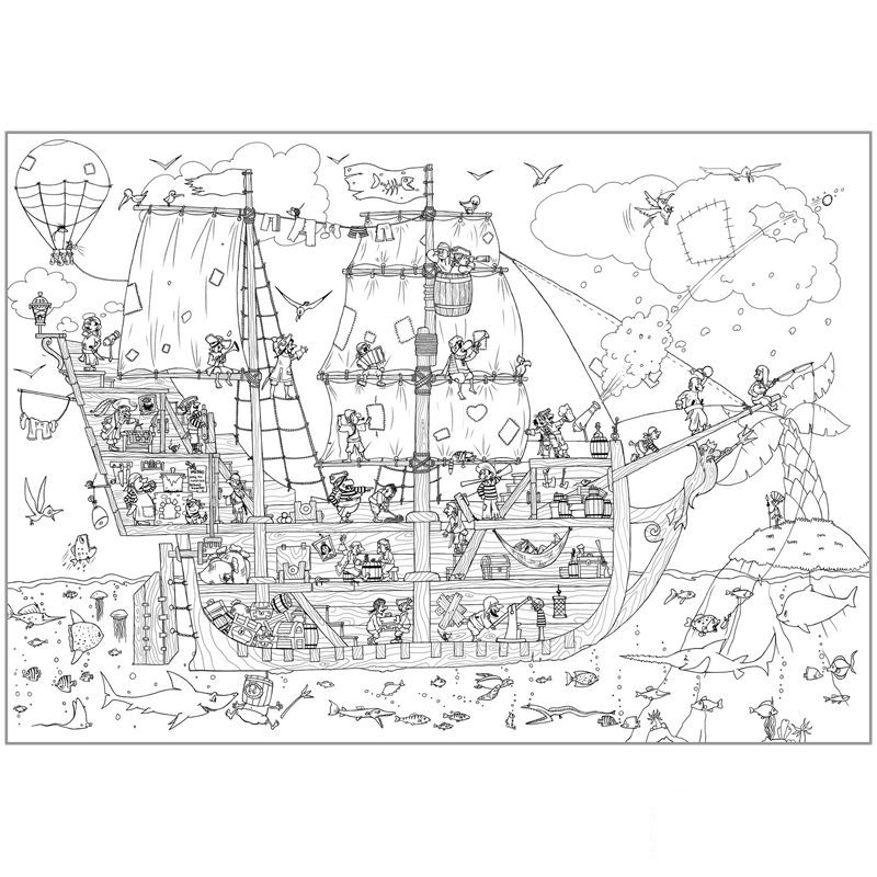 Плакат-раскраска Hatber &quot;Пиратский корабль&quot;, А2 (Рп2_18480)