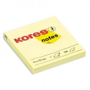 Стикеры (самоклеящийся блок) Kores, 75x75мм, желтый пастель, 100 листов