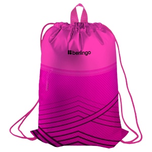 Мешок для обуви 1 отделение Berlingo "Pink geometry", 360x470мм, карман на молнии (MS230205)
