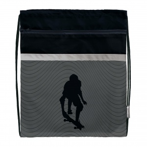 Мешок для обуви 1 отделение schoolФОРМАТ Skate Life, 49х41см, черный, с большим карманом на молнии, Универсальный