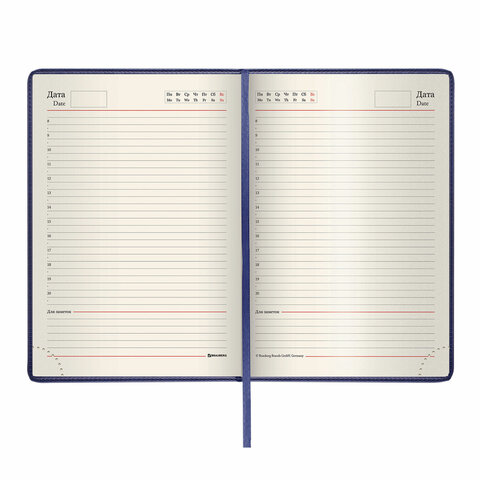 Ежедневник недатированный А5 Brauberg Imperial (160 листов) обложка кожзам, синяя под гладкую кожу (123413)