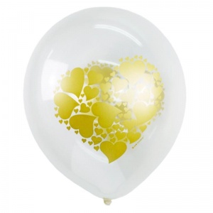 Воздушный шар Пати Бум Transparent Сердце золотистое 30см, надувной, 25шт.