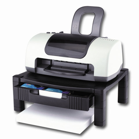Подставка для принтера или монитора Brauberg, с 1 полкой и 1 ящиком, 430х340х164мм, черная (510189)