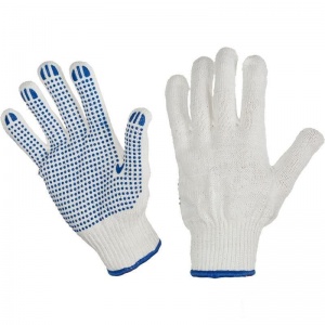 Перчатки защитные текстильные с пвх-покрытием "точка", 6 нитей 10 класс 62 г, ручной оверлок, 1 пара