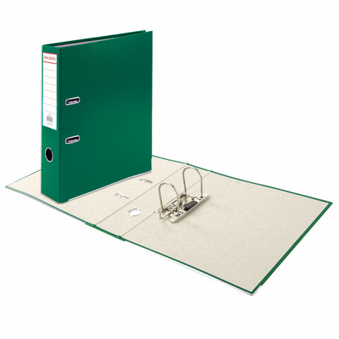 Папка с арочным механизмом Brauberg (75мм, А4, картон/полипропилен, с уголком) зеленая (226597)