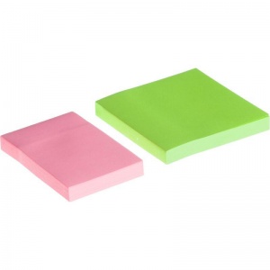 Стикеры (самоклеящийся блок) Attache Simple, 76х51мм/76х76мм, неоновые розовые/зеленые, 2 блока по 100 листов