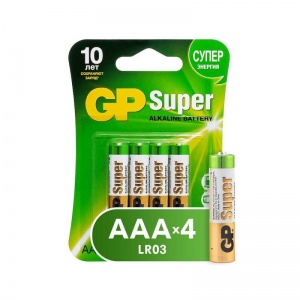 Батарейка GP Super AAA/LR03 (1.5 В) алкалиновая (блистер, 4шт.) (24A-2CR4), 10 уп.